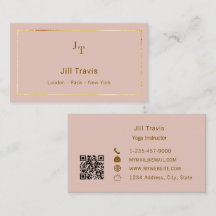 Blush pink QR code Business Card