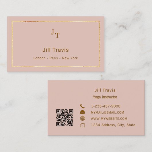Blush pink QR code Business Card Visitenkarte (Vorne/Hinten)