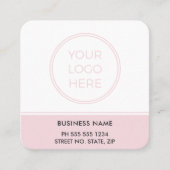 Blush Pink QR Code Logo Square Business Card Quadratische Visitenkarte (Vorderseite)