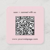 Blush Pink QR Code Logo Square Business Card Quadratische Visitenkarte (Rückseite)