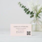 Blush Pink QR Code Minimales Berufliches Foto Visitenkarte (Stehend Vorderseite)
