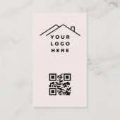 Blush Pink QR Code Real Estate Agent Photo Logo Visitenkarte (Rückseite)