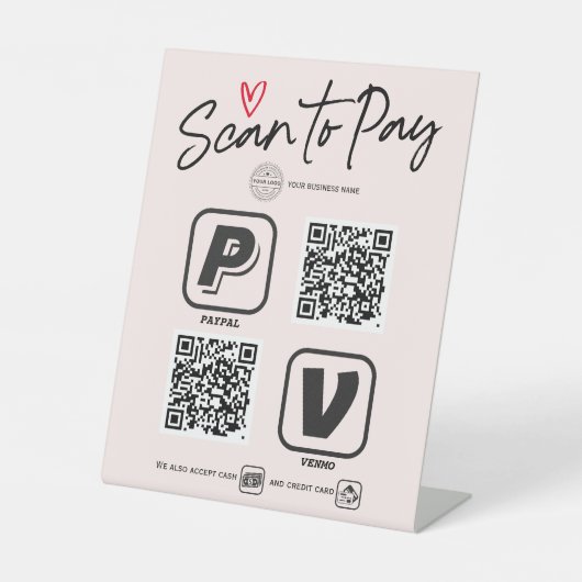 Blush Pink QR-Code scannen, um moderne Kalligrafie Sockelschild (Vorderseite)