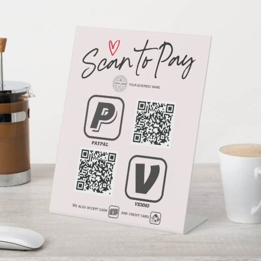 Blush Pink QR-Code scannen, um moderne Kalligrafie Sockelschild (In SItu)