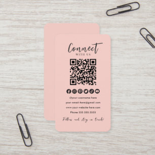 Blush Pink QR Code Verbindung mit unseren Social M Visitenkarte