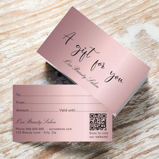 Blush pink qr Geschenkgutschein Visitenkarte