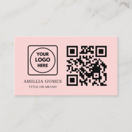 Blush Pink QR | Minimal Feminine Contact Design Visitenkarte