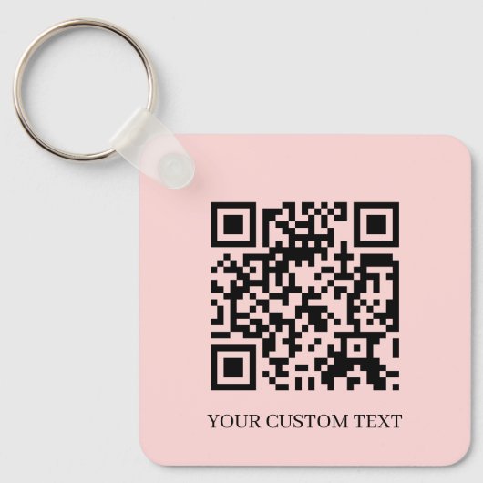 Blush Pink QR | Minimalist Custom Text Keychain Schlüsselanhänger (Vorderseite)