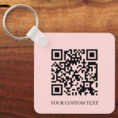 Blush Pink QR | Minimalist Custom Text Keychain Schlüsselanhänger (Vorderseite)