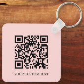 Blush Pink QR | Minimalist Custom Text Keychain Schlüsselanhänger (Rückseite)