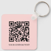 Blush Pink QR | Minimalist Custom Text Keychain Schlüsselanhänger (Rückseite)