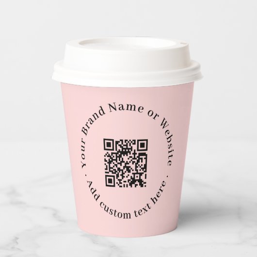 Blush Pink QR | Modern Business Promotional Design Pappbecher (Vorderseite)