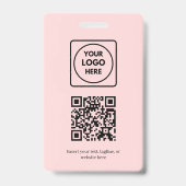 Blush Pink QR | Professionelles Business-Logo-Desi Ausweis (Rückseite)