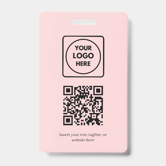 Blush Pink QR | Professionelles Business-Logo-Desi Ausweis (Vorderseite)