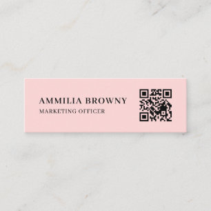 Blush Pink QR Weibliches Pastell Custom Kontakt Mini Visitenkarte