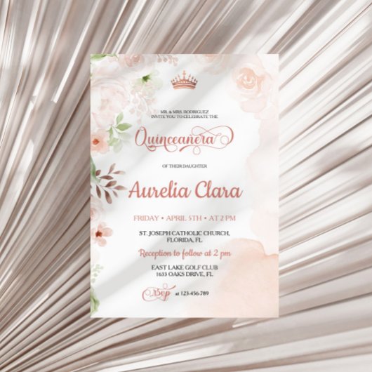 Blush Pink Quinceanera Einladung