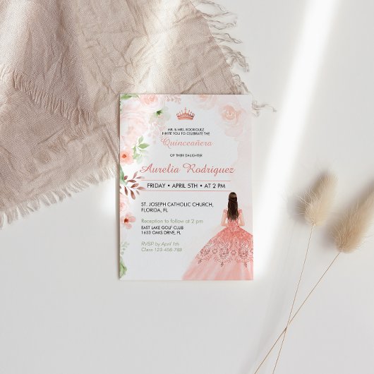 Blush Pink Quinceanera Einladung