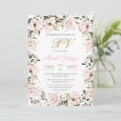 Blush Pink Quinceanera Einladung (Stehend Vorderseite)