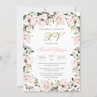 Blush Pink Quinceanera Einladung