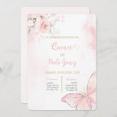 Blush Pink Quinceanera Einladung (Vorne/Hinten)