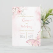 Blush Pink Quinceanera Einladung (Stehend Vorderseite)