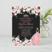 Blush Pink Quinceanera Invitation Einladung (Stehend Vorderseite)