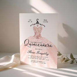 Blush Pink Quinceañera Roya Goya White Einladung