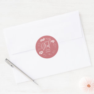 Blush Pink Quirky Doodle Graduation Party Gefallen Runder Aufkleber