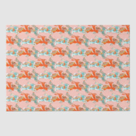 Blush Pink Rabbit Bunny Niedlich Folk Muster Seidenpapier