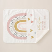 Blush Pink Rainbow Baby Script Geburtsstunde Sherpadecke (Vorderseite (Horizontal))