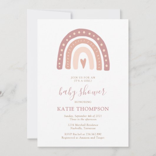 Blush Pink Rainbow Es ist eine Girl Baby Dusche Einladung (Vorderseite)