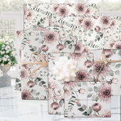 Blush Pink Ranunculus Dahlia Eukalyptus Garden Geschenkpapier Set
