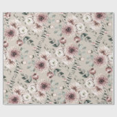 Blush Pink Ranunculus Dahlias Eucalyptus Garden Geschenkpapier (Flach)