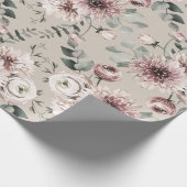 Blush Pink Ranunculus Dahlias Eucalyptus Garden Geschenkpapier (Ecke)