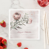 Blush Pink Ranunculus Eukalyptus Rose GoldWedding Serviette (Beispiel)