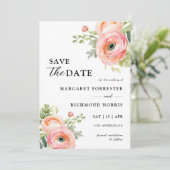 Blush Pink Ranunculus florale Hochzeit retten das  Einladung (Stehend Vorderseite)