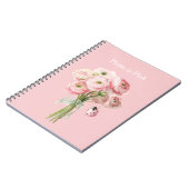 Blush Pink Ranunculus Flowers Ladybug Notizblock (Linke Seite)