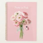 Blush Pink Ranunculus Flowers Ladybug Planer (Vorderseite)