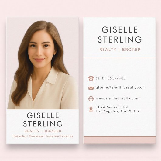 Blush Pink Real Estate Agent Broker Visitenkarte