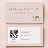 Blush Pink Real Estate Agent Logo QR Code Visitenkarte