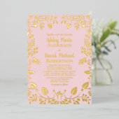 Blush Pink Real Gold Foil Folieneinladung (Stehend vorne)
