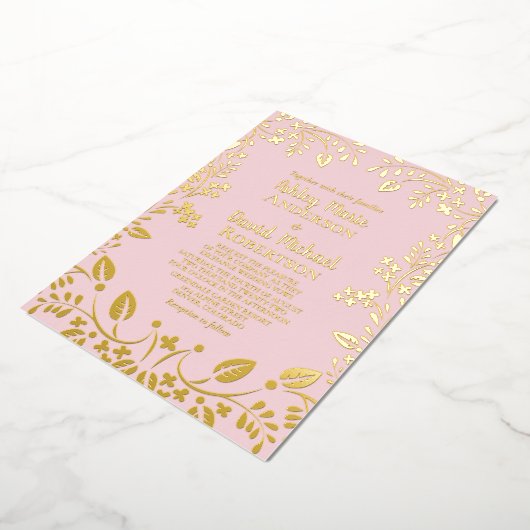 Blush Pink Real Gold Foil Folieneinladung (Gedreht)