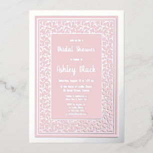 Blush Pink Real Silver Foil Brautparty Folieneinladung