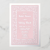 Blush Pink Real Silver Foil Brautparty Folieneinladung (Vorderseite)