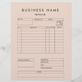 Blush Pink Rechnungsstellung für kleine Unternehme Briefbogen