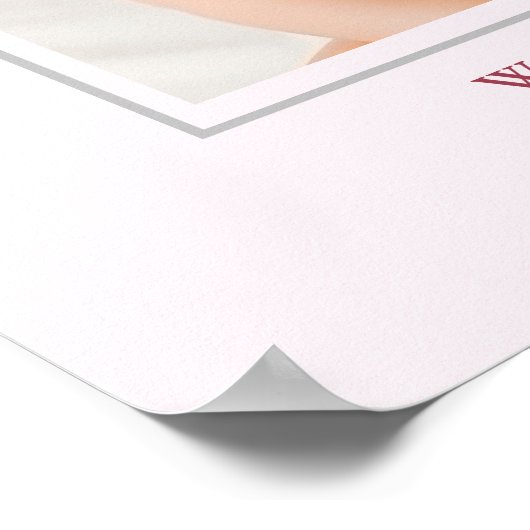 Blush Pink Red Bow 1st Birthday Photo Welcome Poster (Ecke)