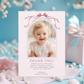 Blush Pink Red Bow Birthday Arch Photo Dankeskarte