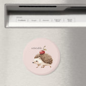 Blush Pink Red Cherry Adorable Hedgehog Magnet (In Situ (Geschirrspüler))