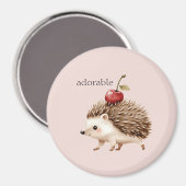 Blush Pink Red Cherry Adorable Hedgehog Magnet (Vorderseite/Rückseite)