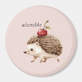 Blush Pink Red Cherry Adorable Hedgehog Magnet (Vorne)